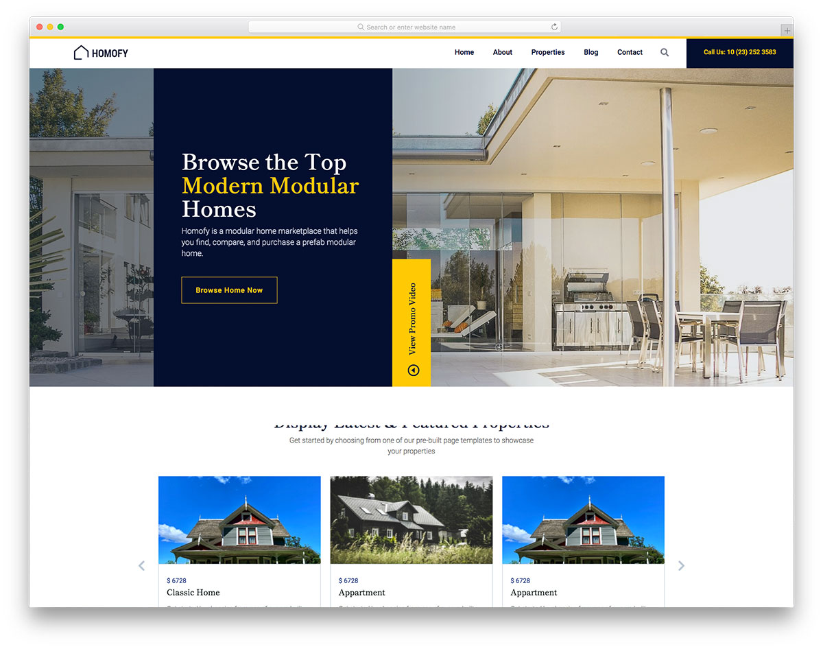 homofy free bootstrap html template for real estate
