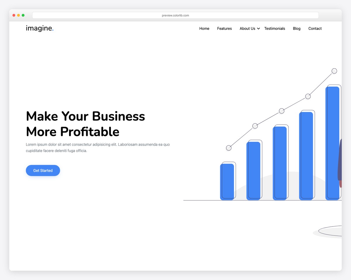 Imagine free responsive Bootstrap template for creative agencies