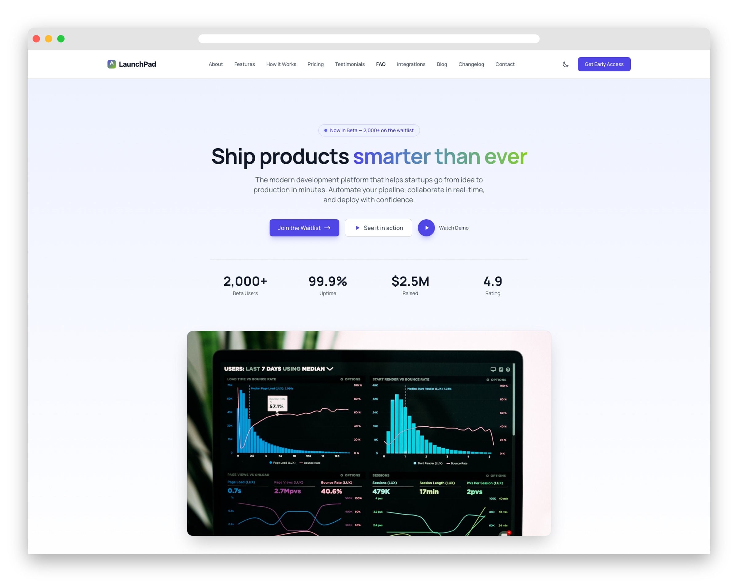 launchpad free tailwind css startup template