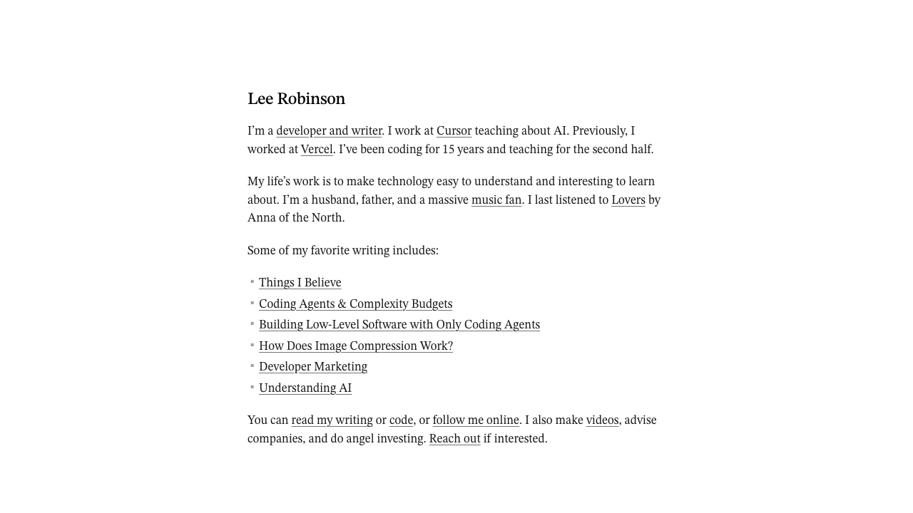 leerob.io portfolio template built with Next.js and Tailwind CSS