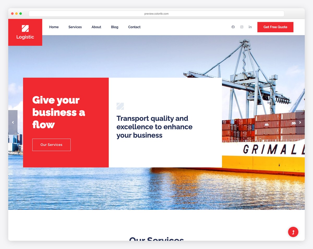Logistic free responsive Bootstrap template for transportation companies