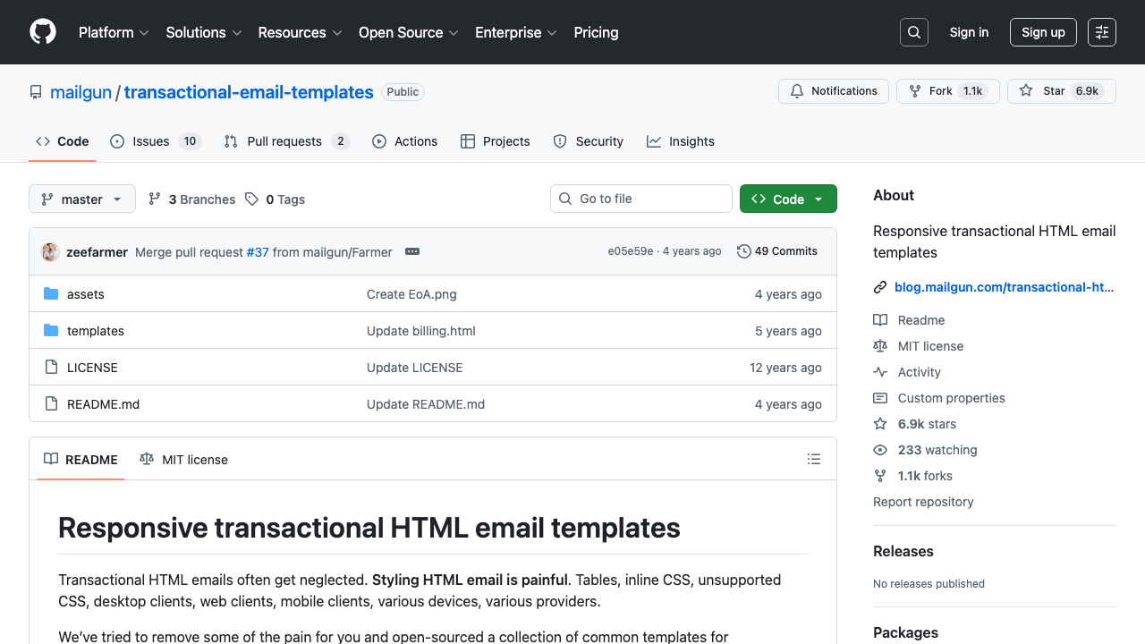 Mailgun responsive transactional HTML email templates