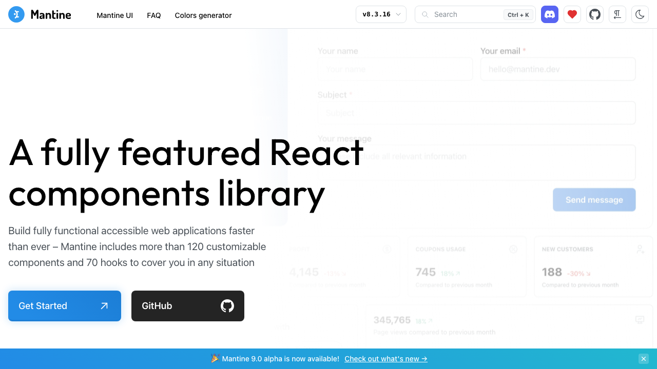 mantine react component library