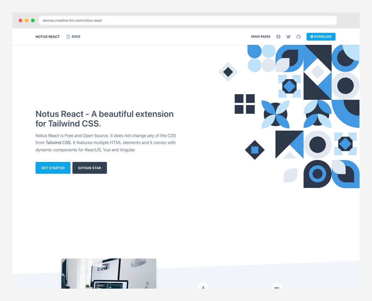 Notus React free Tailwind CSS admin template by Creative Tim with 120 CSS components