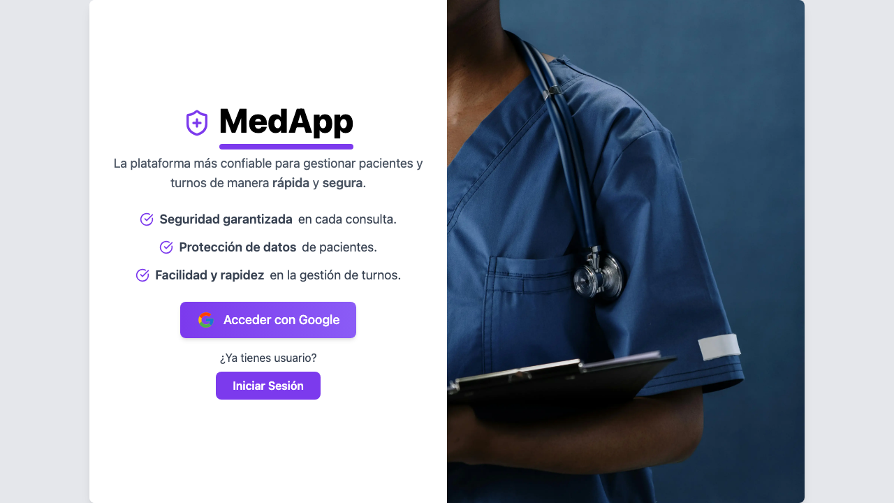 MedApp medical appointment management dashboard