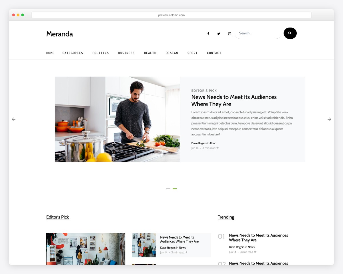 meranda free bootstrap blog template