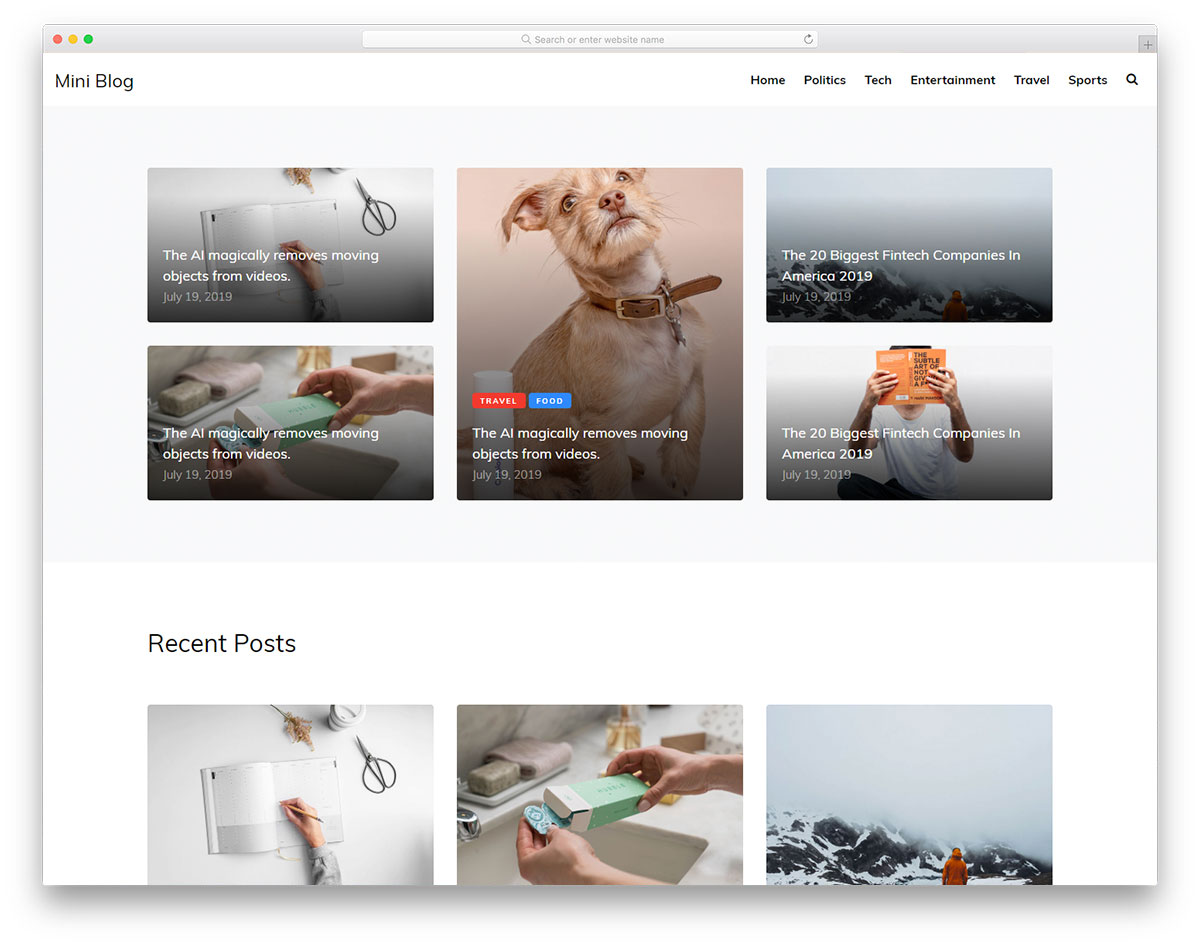 Miniblog free Bootstrap blog template