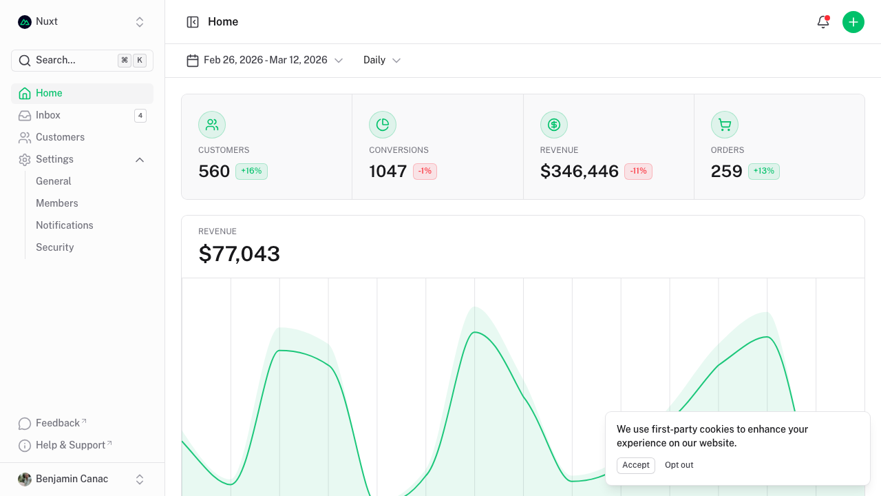 nuxt ui dashboard template official
