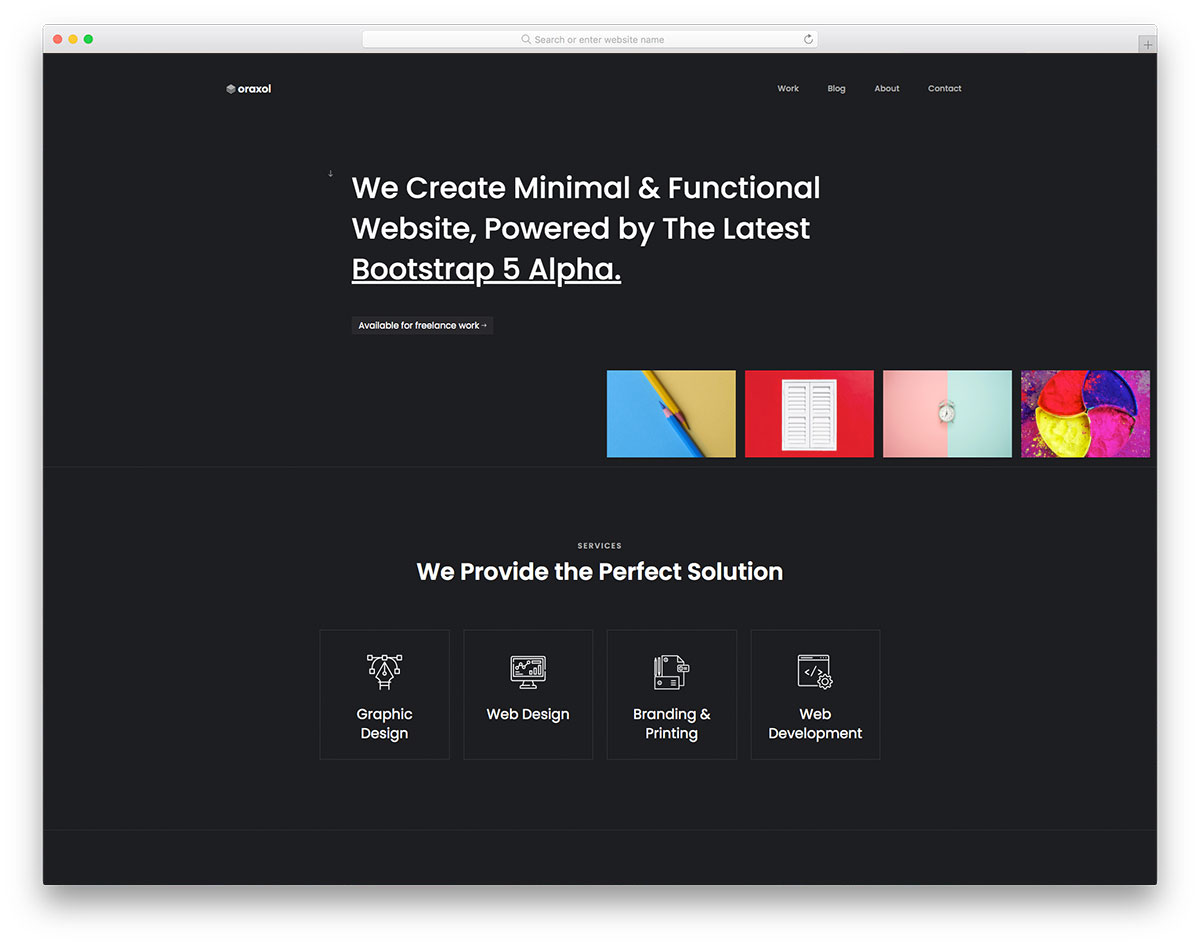 Oraxol free responsive Bootstrap template for creative agencies