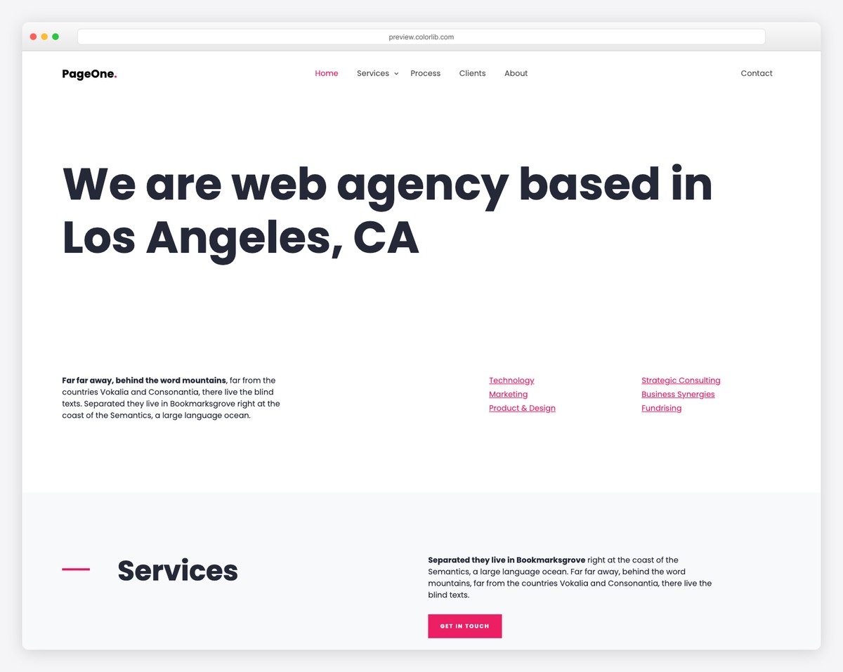 Pageone free Bootstrap 5 portfolio template