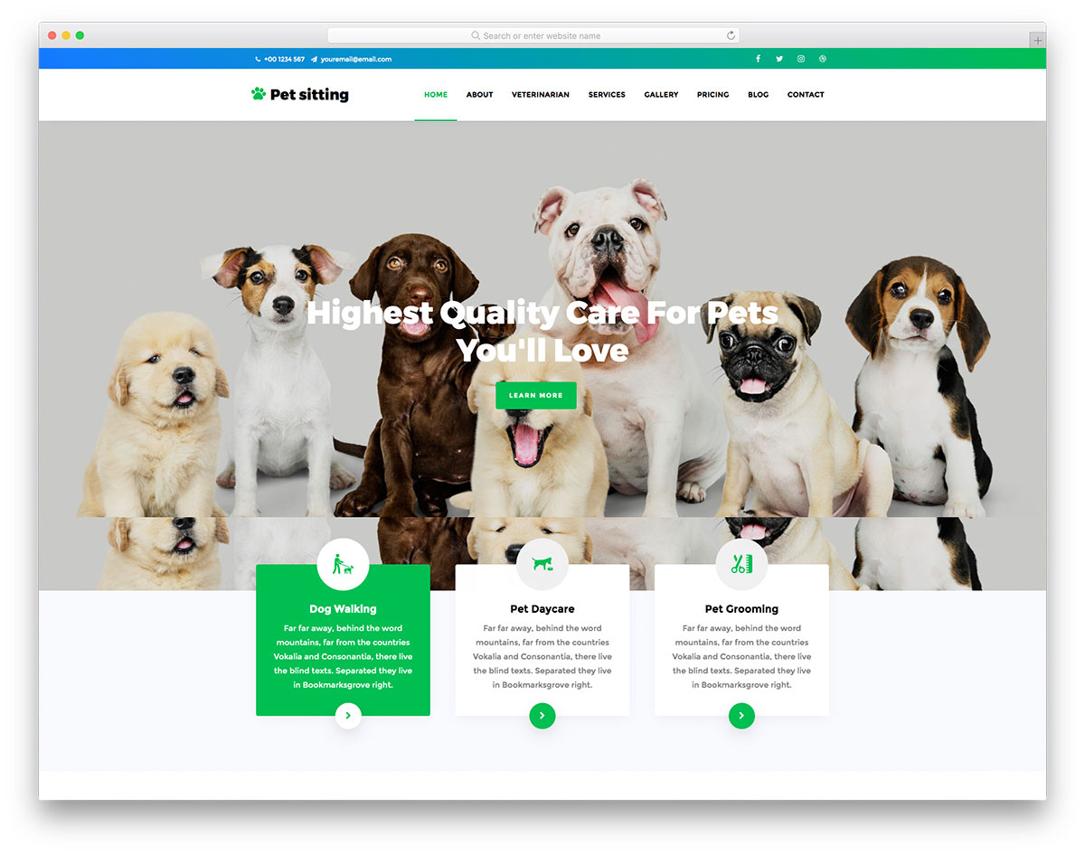 petsitting free bootstrap html template for pet services