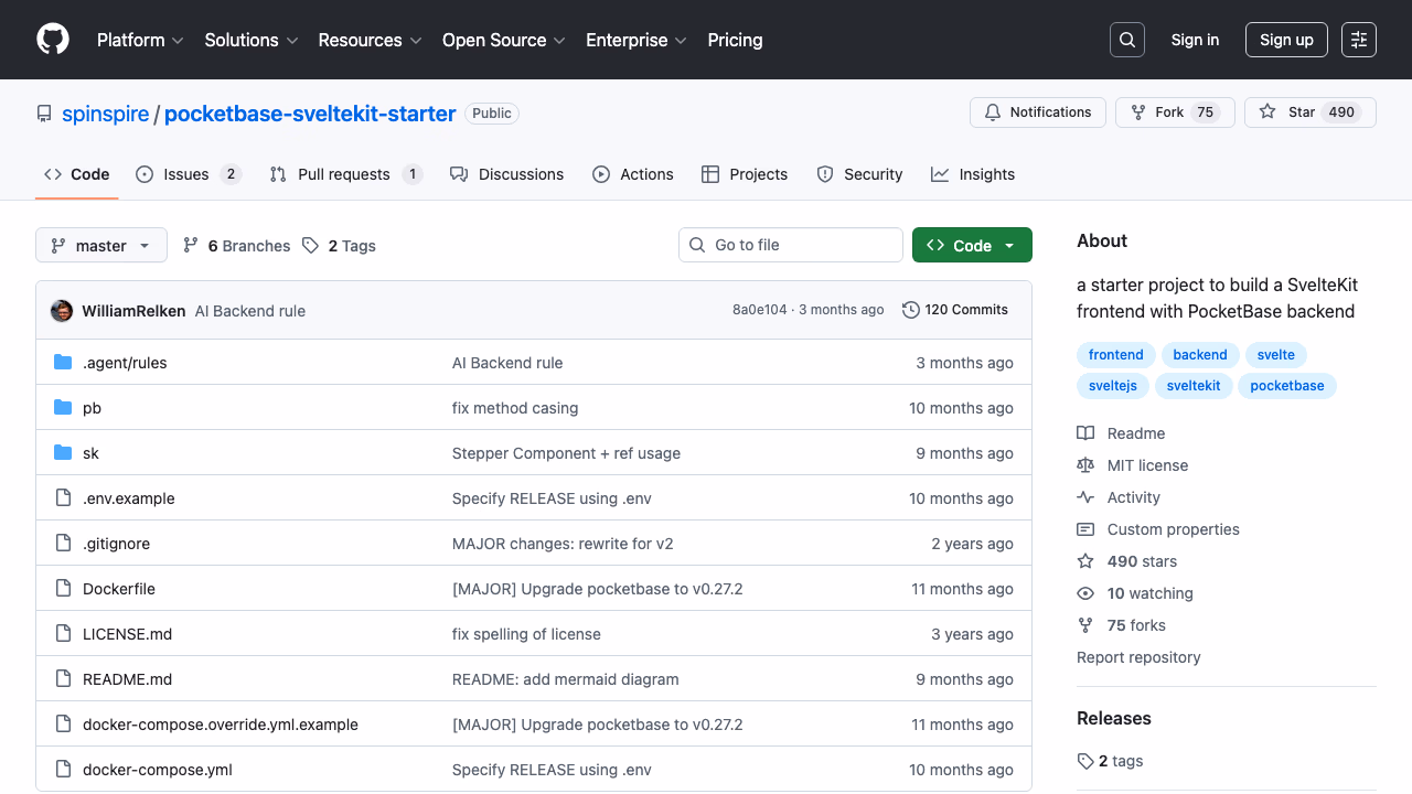 PocketBase SvelteKit Starter - Full-stack template with SQLite backend
