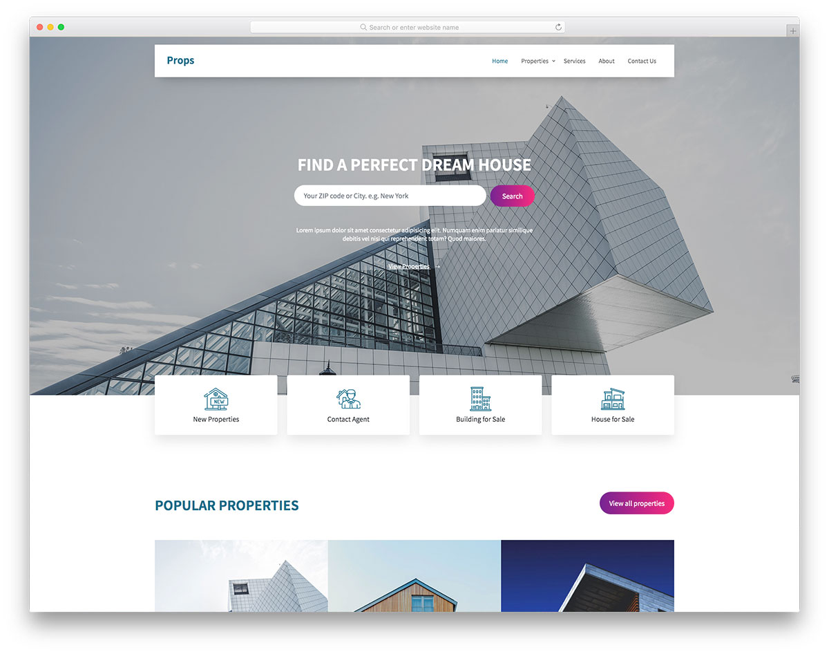 Props free responsive real estate template