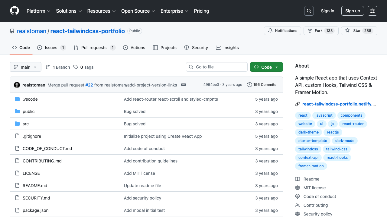 React Tailwind CSS portfolio with dark mode and project filtering