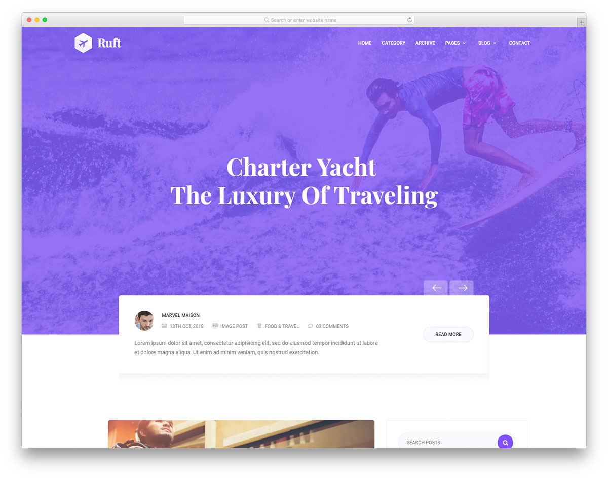 Ruft free Bootstrap travel blog template