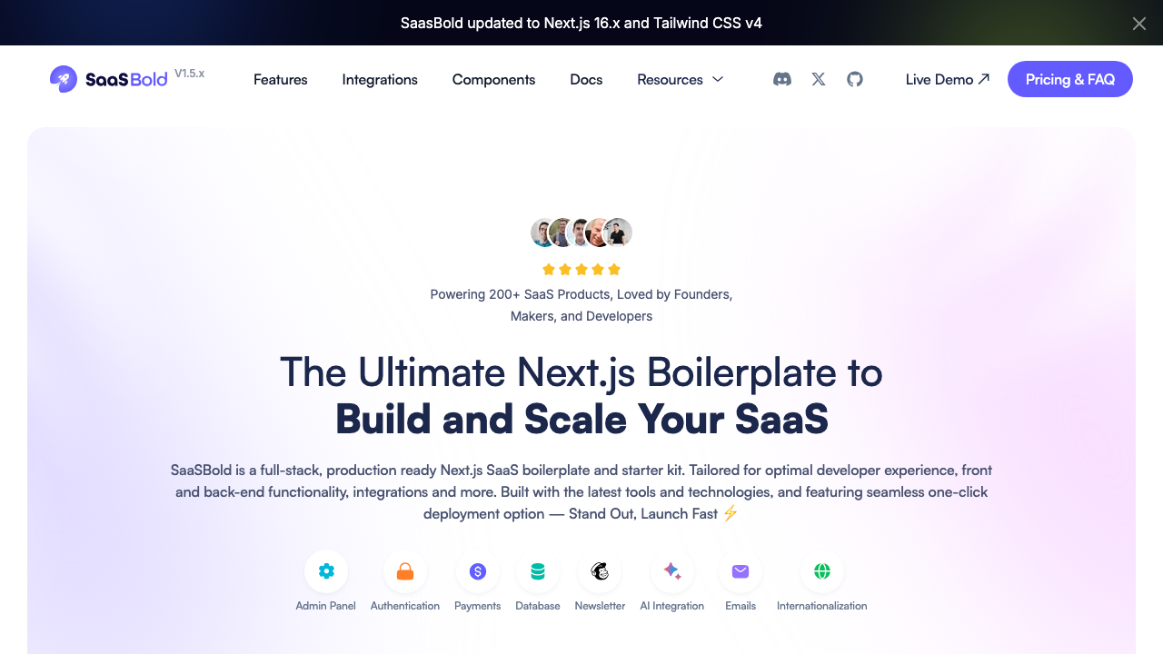 saasbold nextjs saas boilerplate