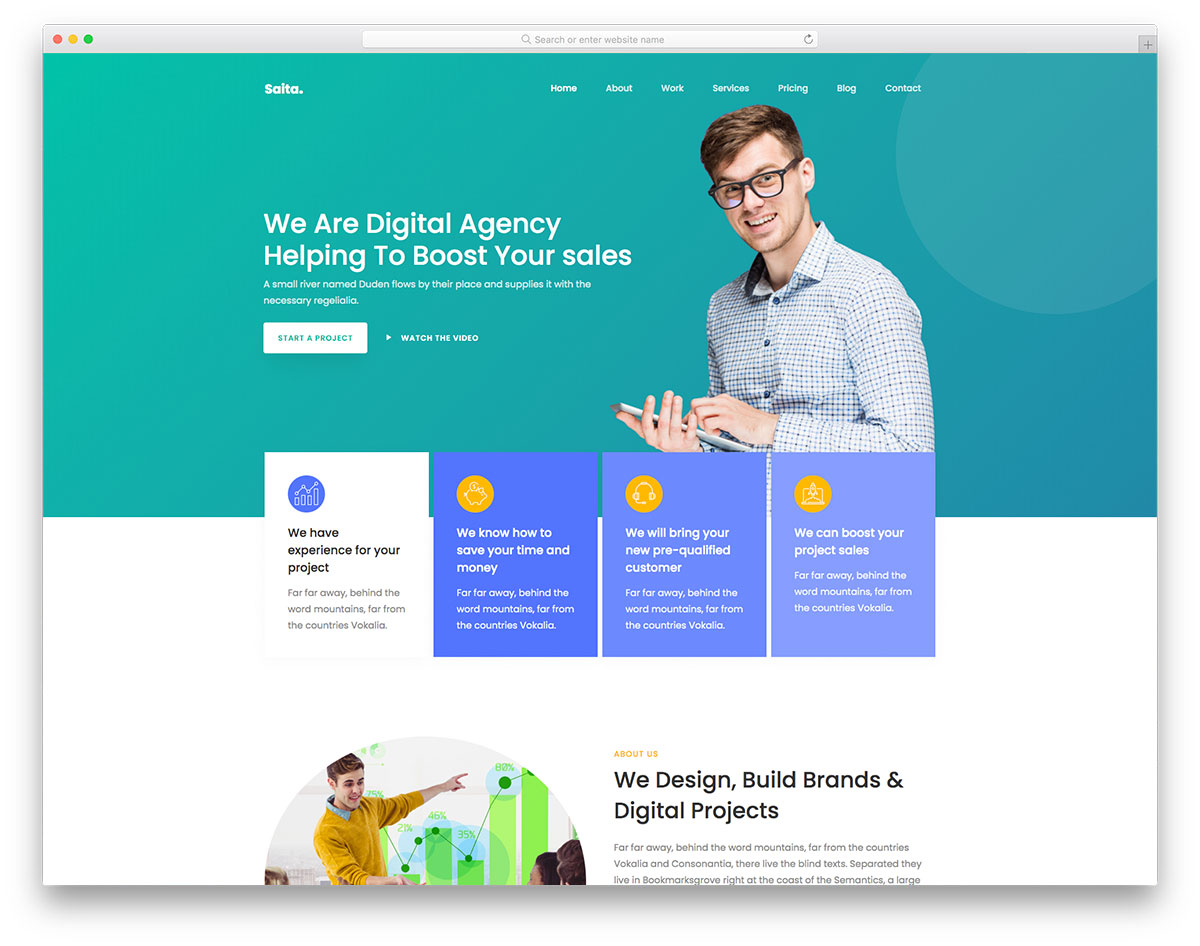 Saita free responsive Bootstrap template for web agencies