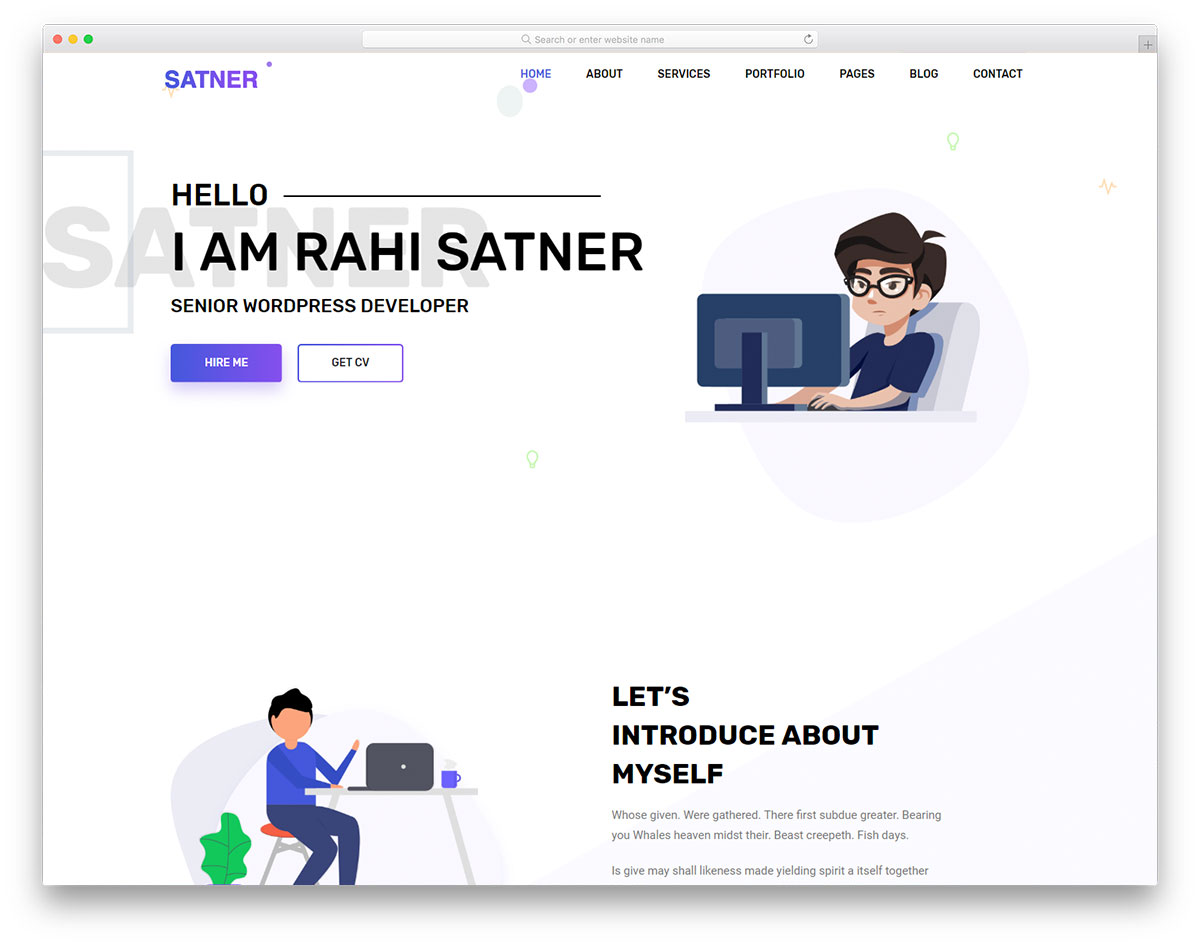 satner free bootstrap portfolio resume template