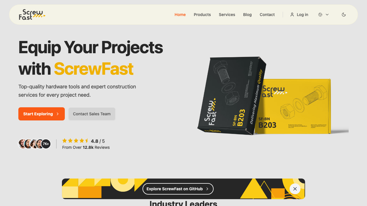 ScrewFast Astro business portfolio template with GSAP animations