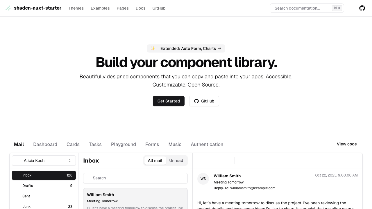 shadcn nuxt starter dashboard template