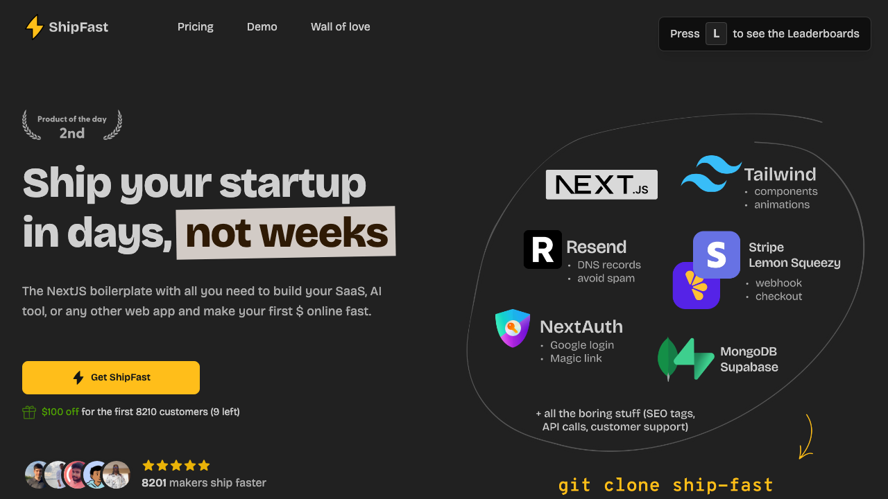 shipfast saas boilerplate for indie hackers