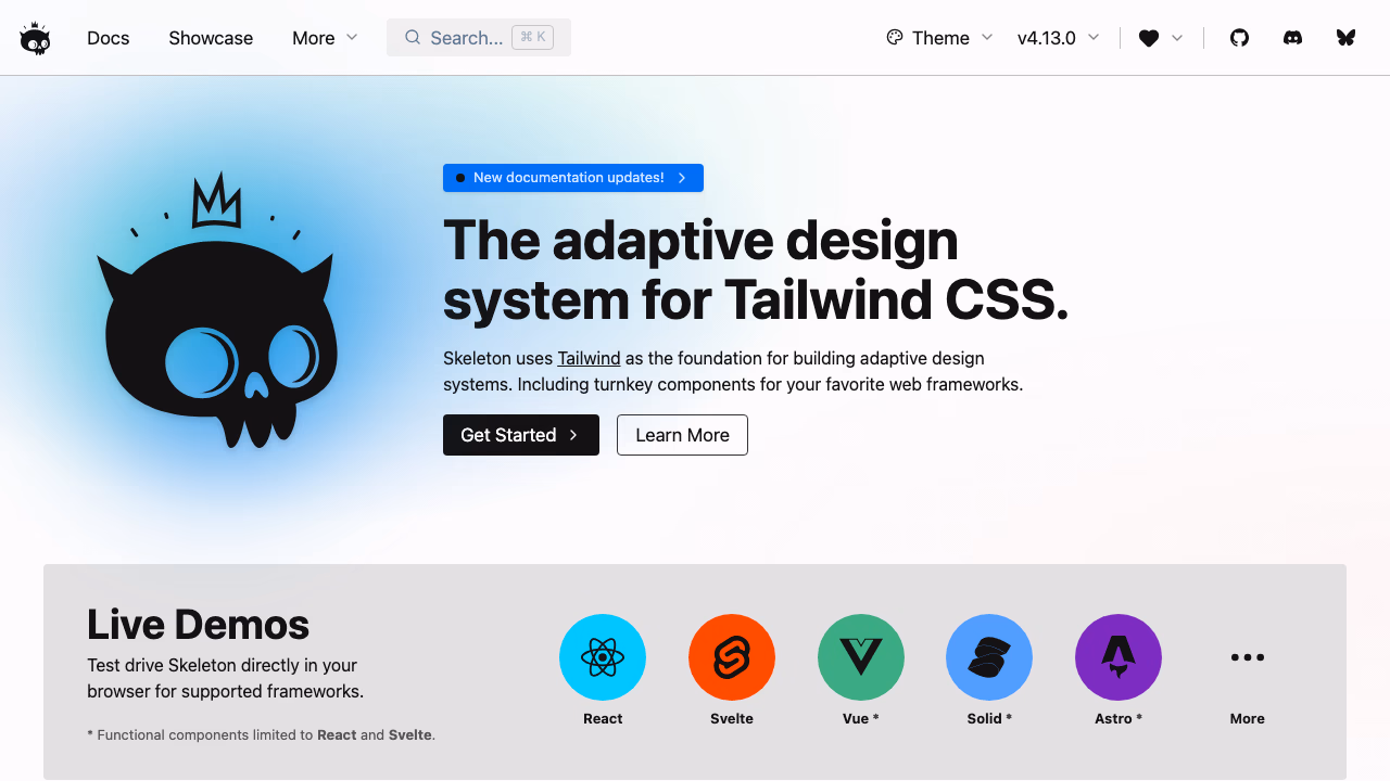 Skeleton UI - Adaptive design system for SvelteKit with Tailwind CSS