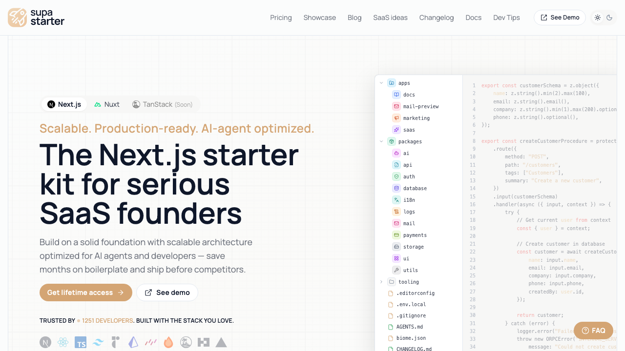 supastarter multi-framework saas boilerplate