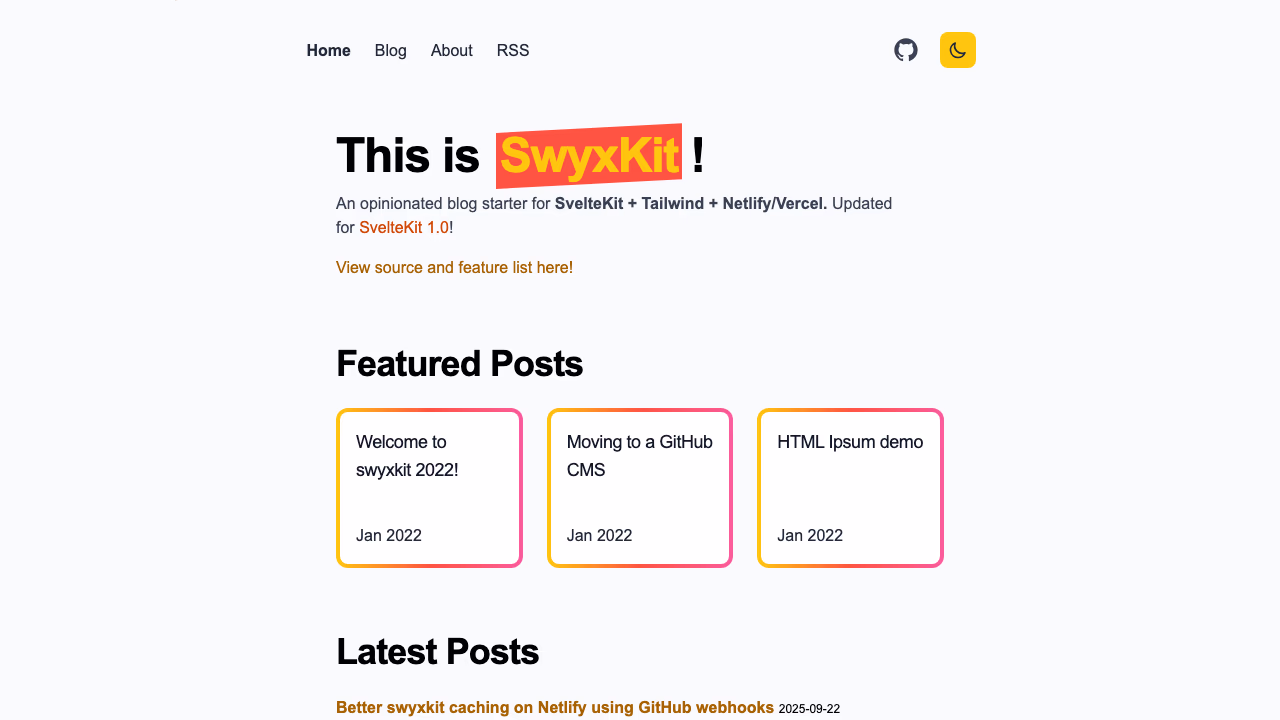 swyxkit - Opinionated SvelteKit blog starter with GitHub Issues CMS
