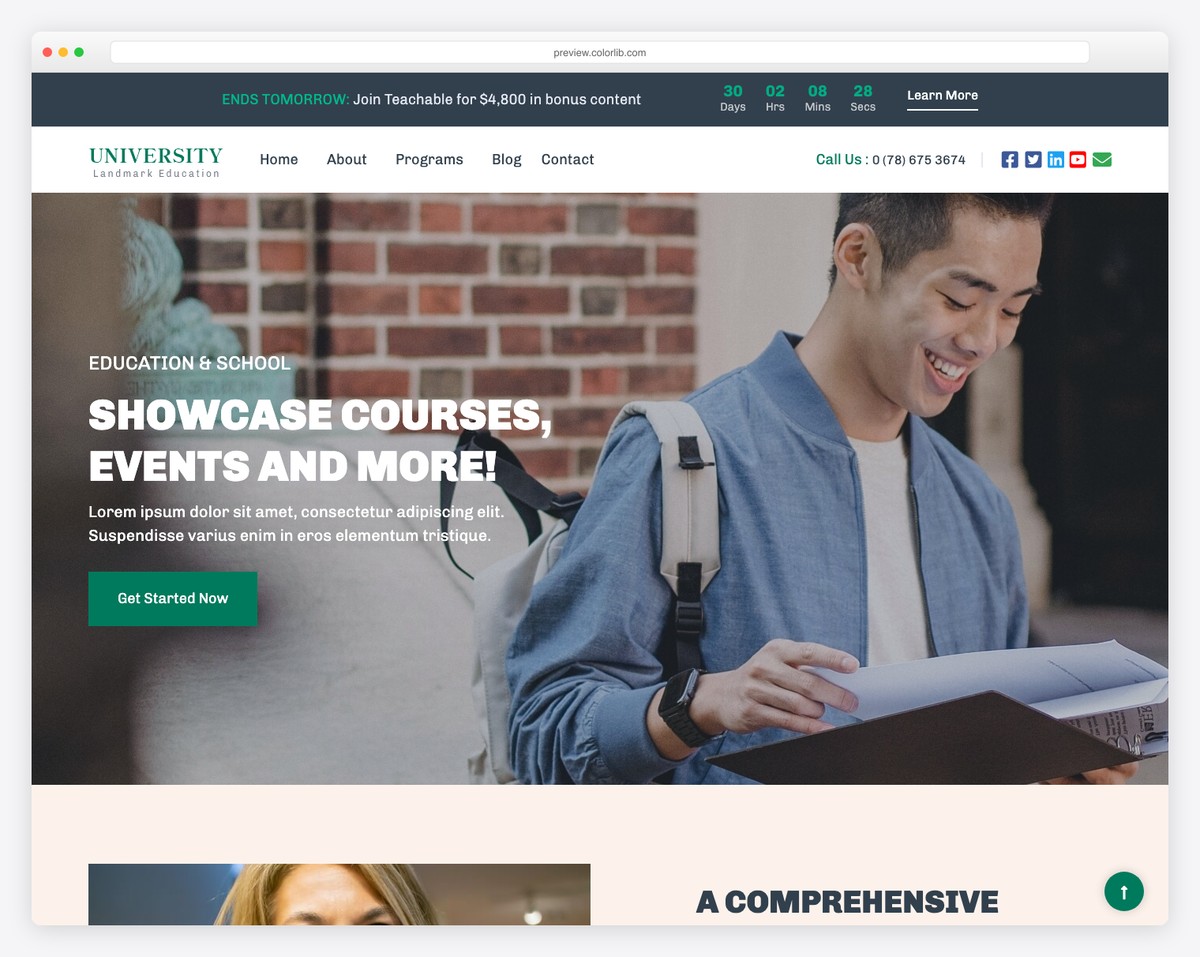 UniversityEdu free responsive Bootstrap template for education and universities
