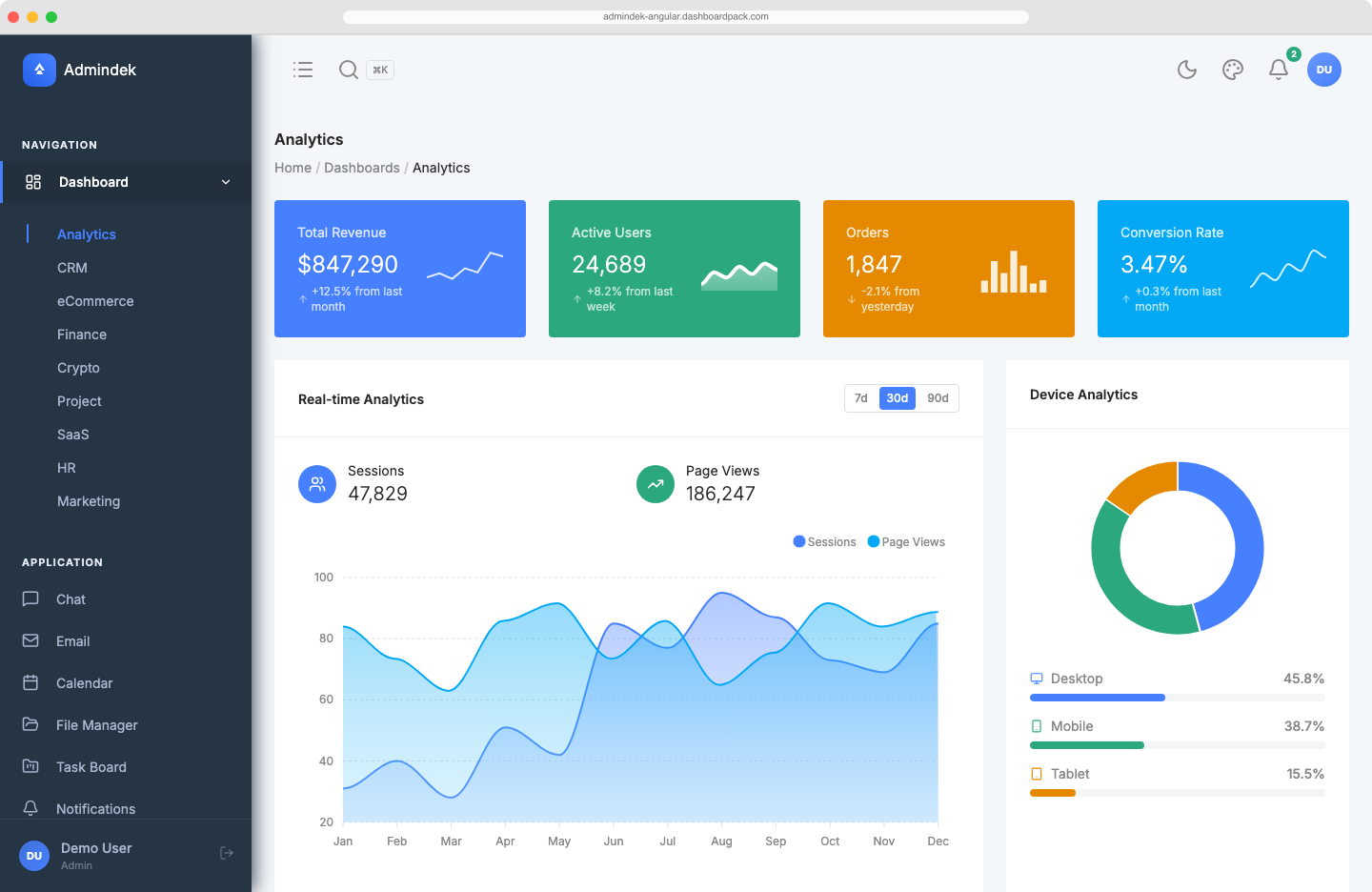 Admindek Angular