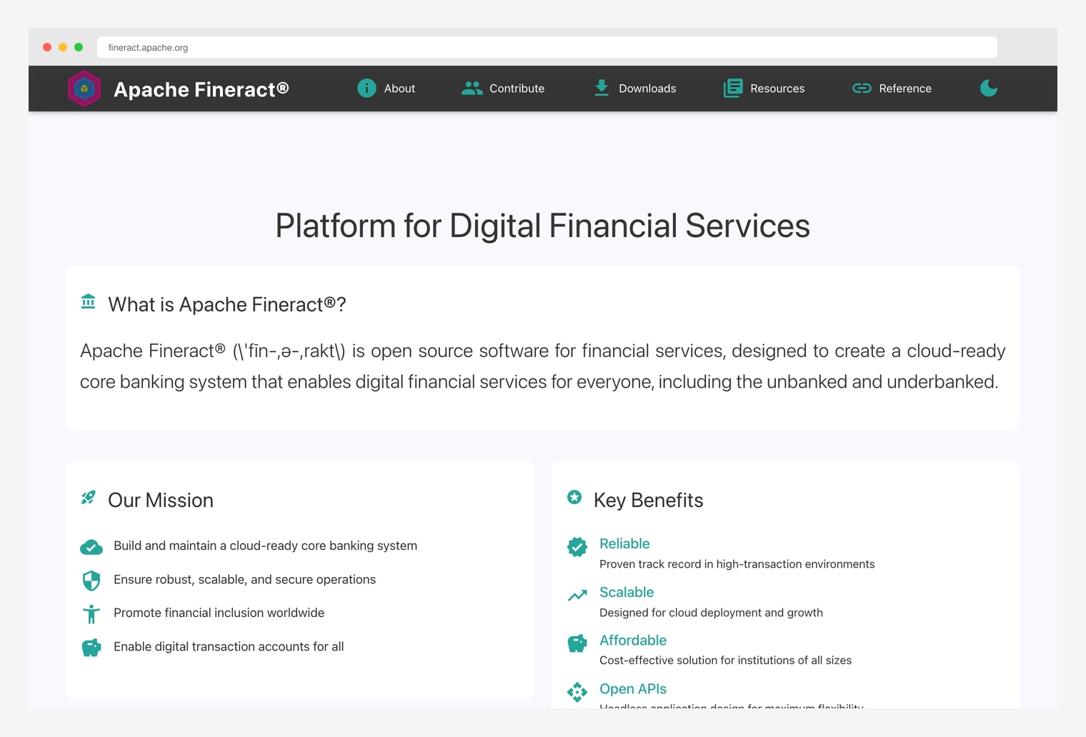 Apache Fineract — open-source core banking platform for digital financial services