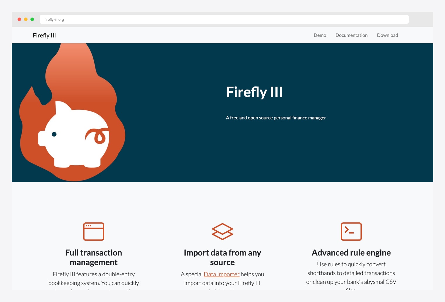 Firefly III — open-source personal finance manager with double-entry bookkeeping and rule engine