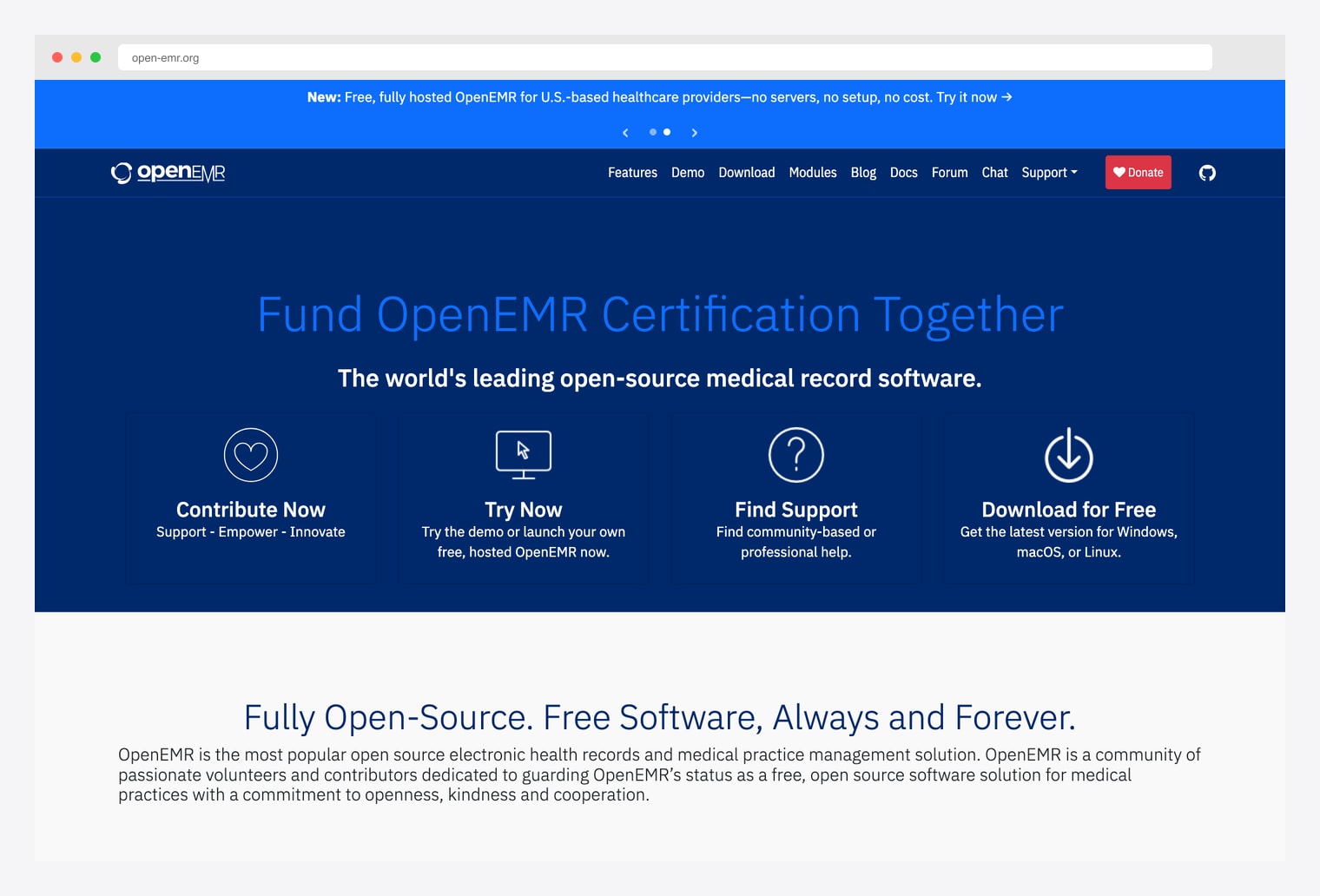 OpenEMR — open-source electronic medical records, the world's leading free EMR software