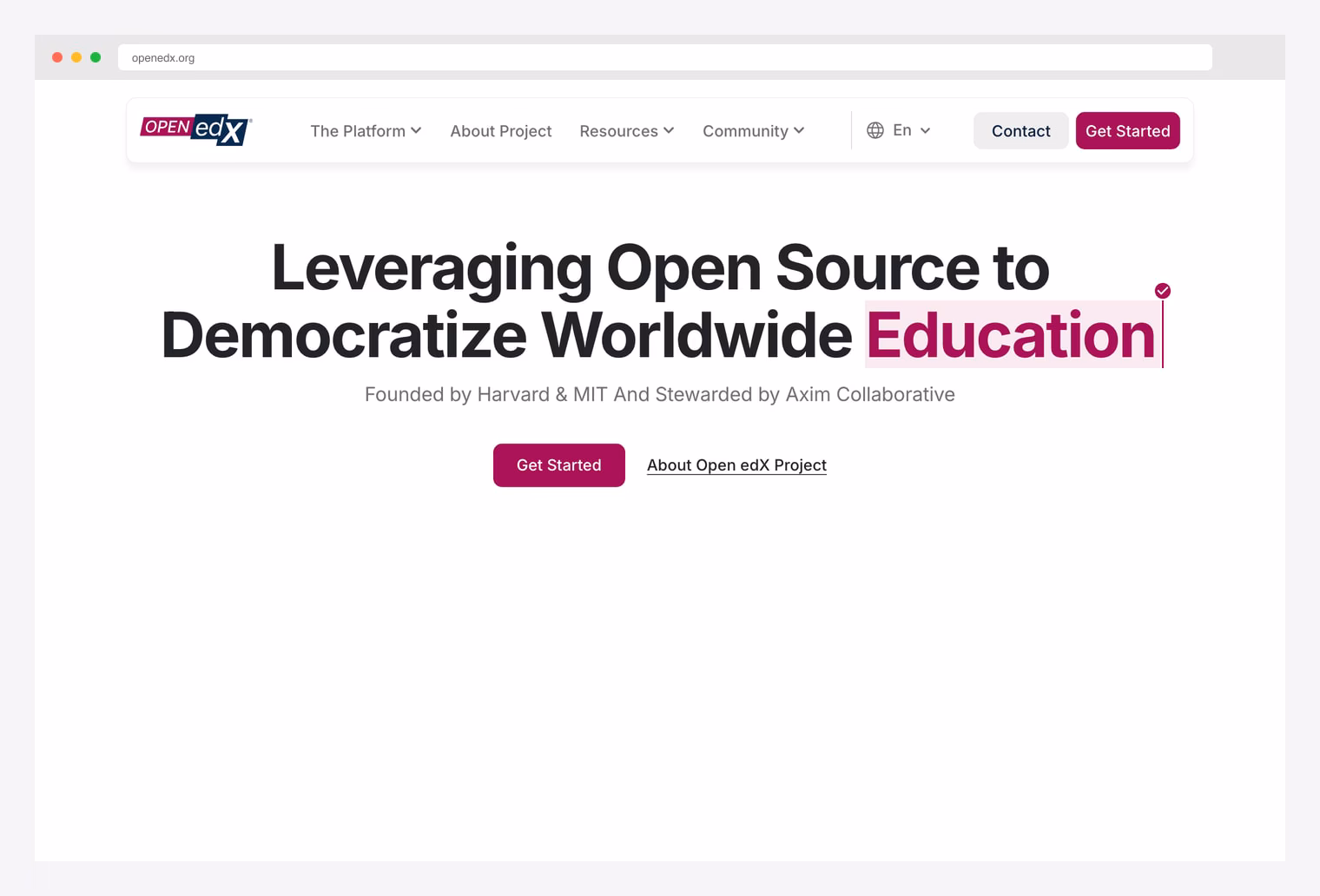 Open edX — open-source LMS founded by Harvard and MIT, stewarded by Axim Collaborative