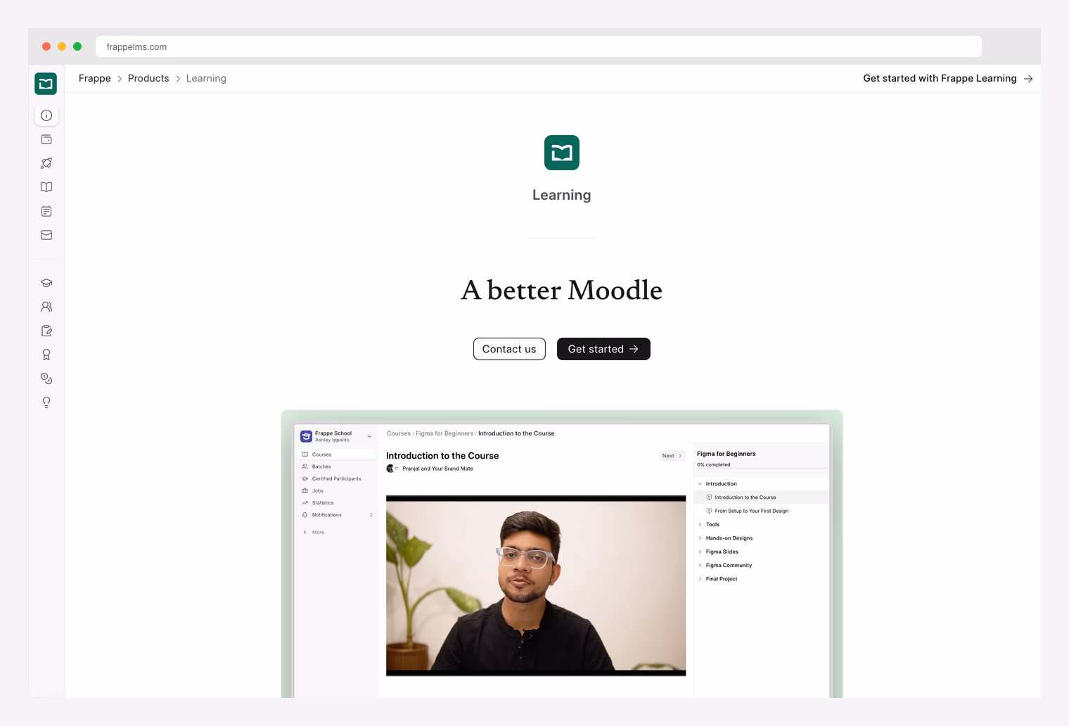 Frappe LMS — open-source learning management system from Frappe (positioned as 