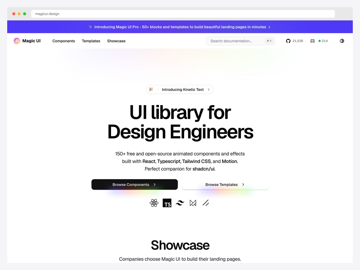 Magic UI Pro AI Agent Template — premium animated Next.js AI SaaS landing page template by Magic UI