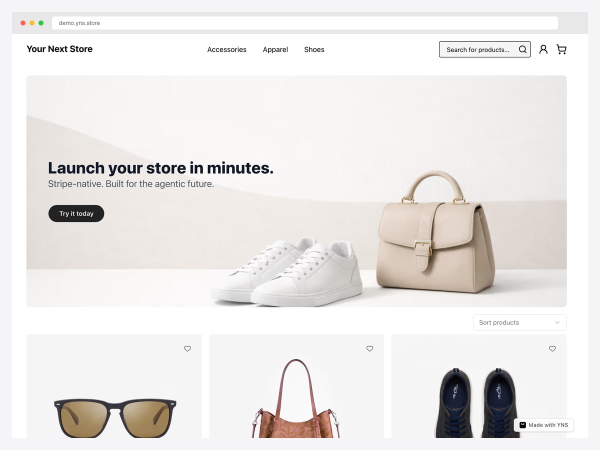 Your Next Store — Stripe-native commerce OS with AI Builder, MCP server, 100/100 Lighthouse scores