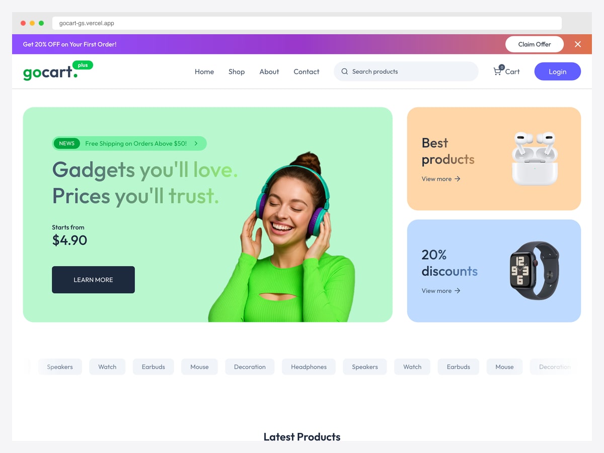 GoCart by GreatStackDev — free Next.js multi-vendor ecommerce with Tailwind, Redux Toolkit, vendor dashboards