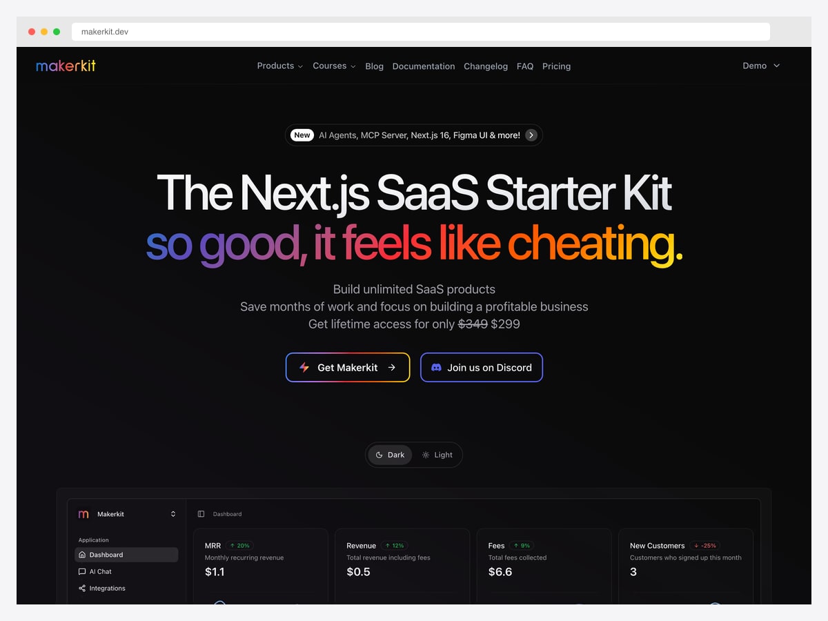 Makerkit — premium React SaaS starter kit with multi-tenancy, RBAC, Stripe billing, three tech stack options