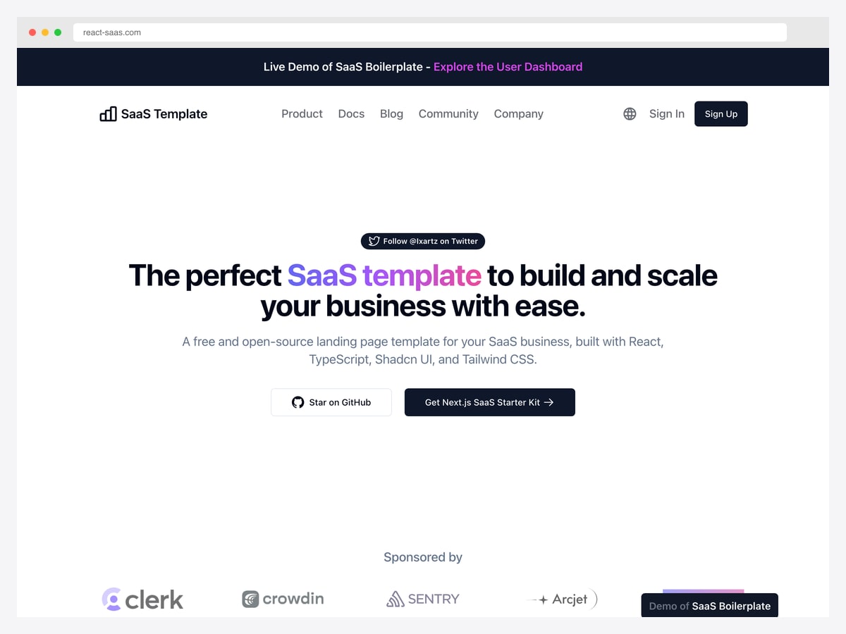 ixartz SaaS-Boilerplate — 7.1k star React + Next.js SaaS with Clerk auth, Drizzle ORM, Stripe, multi-tenancy