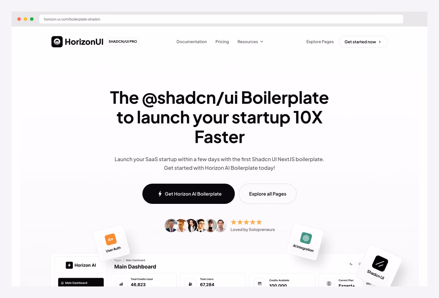 Horizon AI Boilerplate — shadcn/ui ChatGPT admin dashboard
