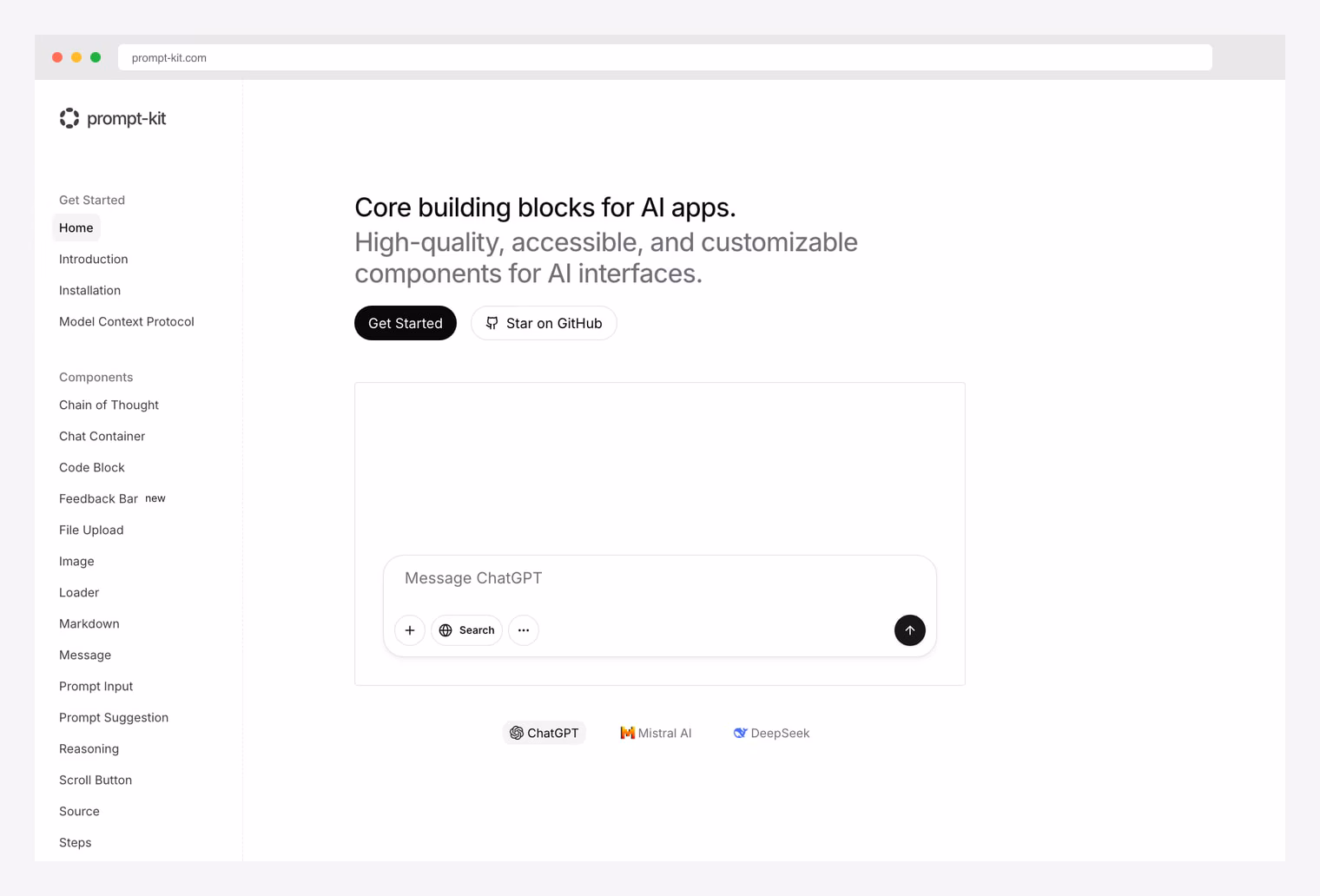prompt-kit — building blocks for AI apps with shadcn/ui