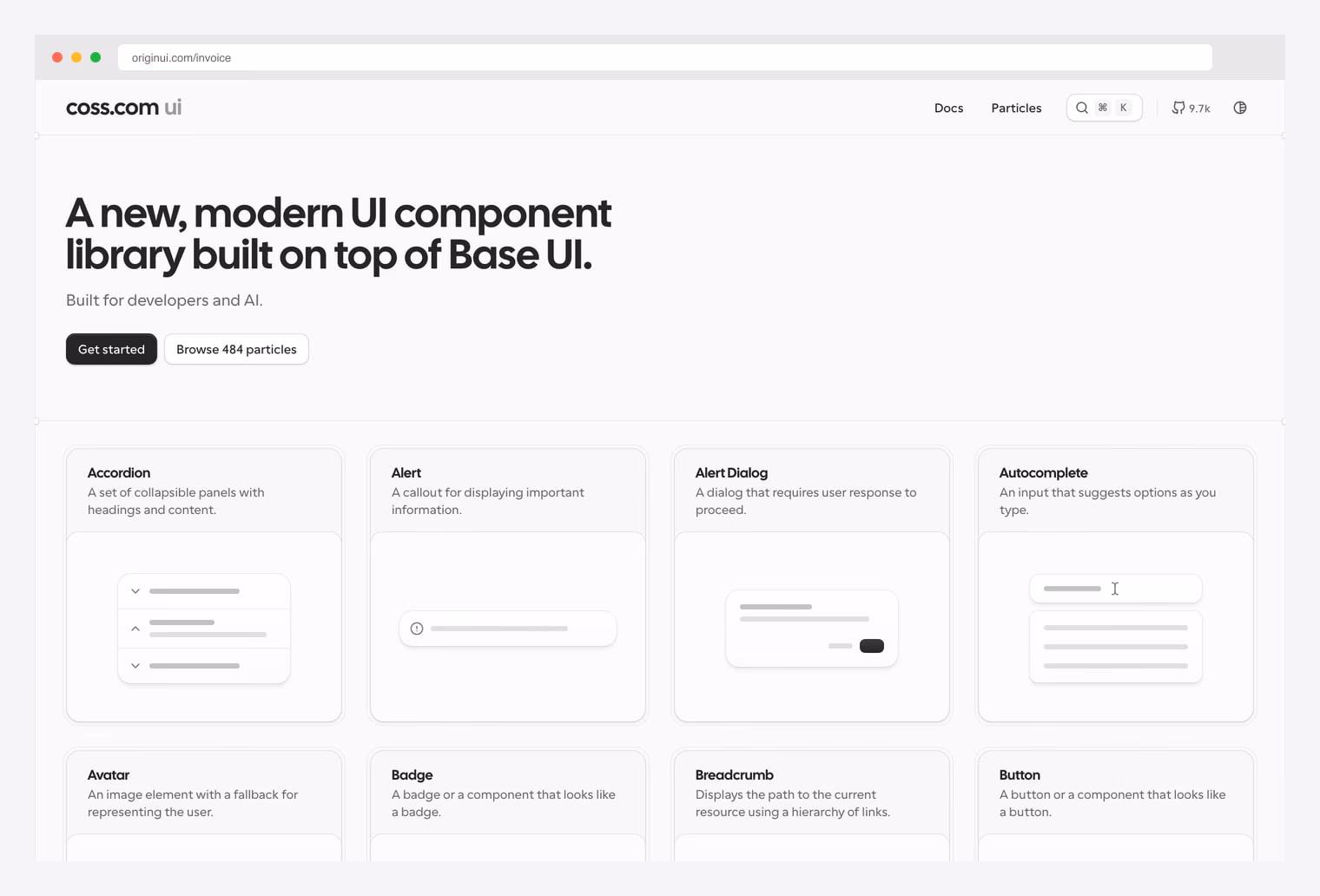 Origin UI Invoice — MIT-licensed shadcn/ui invoice components with line-item table, totals summary, customer details, tax breakdown, and download-PDF action installable via the shadcn registry