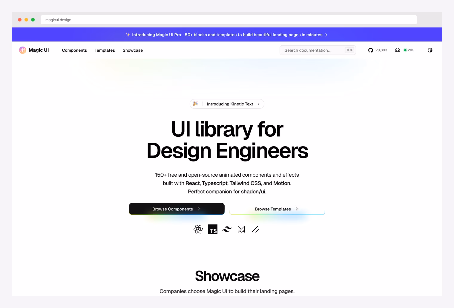 Magic UI — 150+ animated shadcn/ui components for design engineers