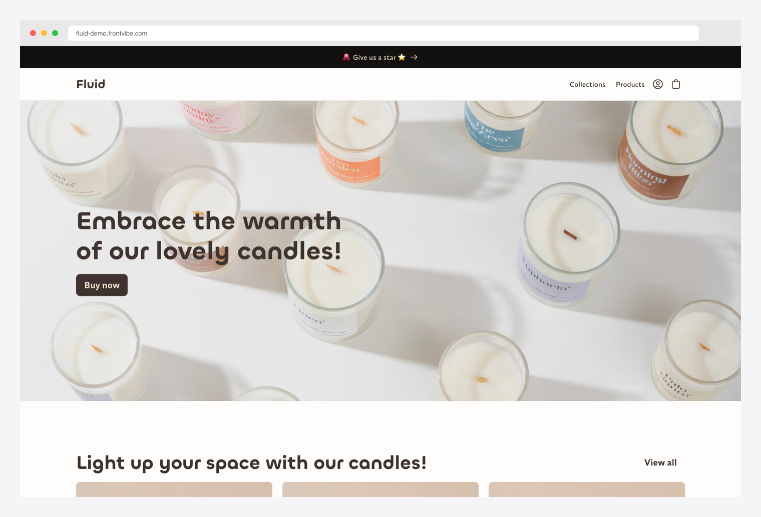 Fluid by Frontvibe — Shopify Hydrogen storefront with shadcn/ui components