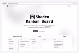 shadcn-kanban-board.vercel.app — open-source full Shadcn Kanban Board for B2B and B2C SaaS apps with Backlog, To Do, In Progress, In Review, and Done columns plus draggable cards built with React and Tailwind CSS