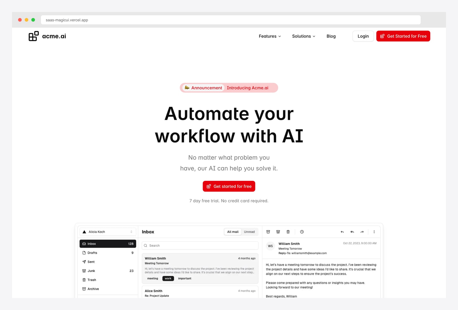Magic UI Pro SaaS landing page template — automate workflow with AI