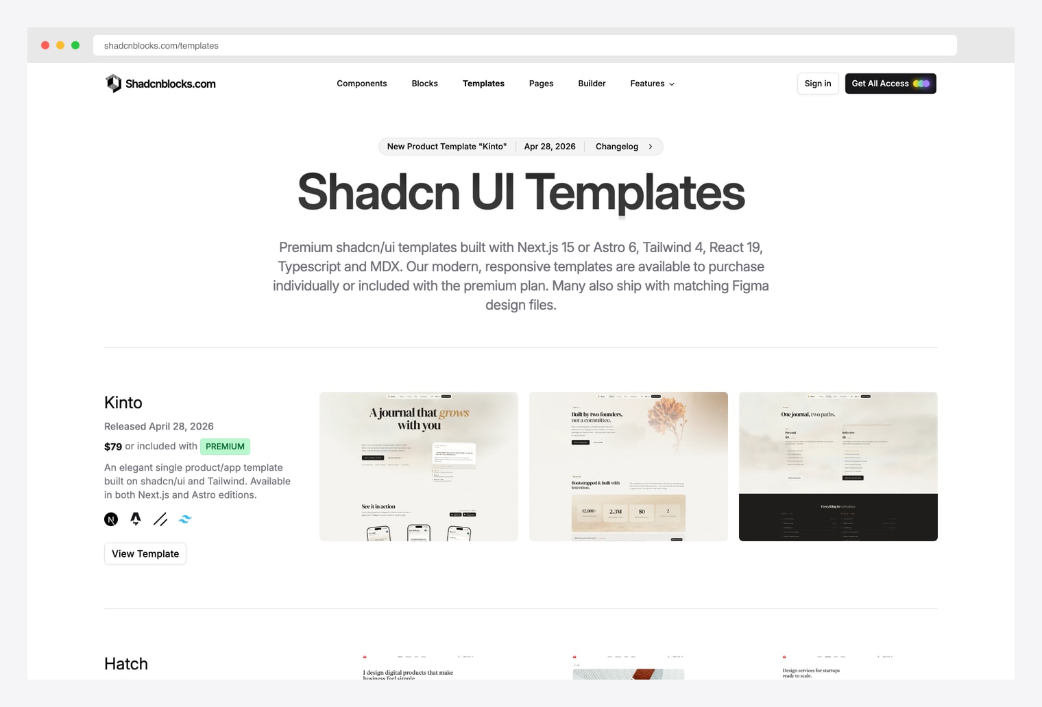 Shadcnblocks Templates — premium shadcn/ui templates with Figma kit