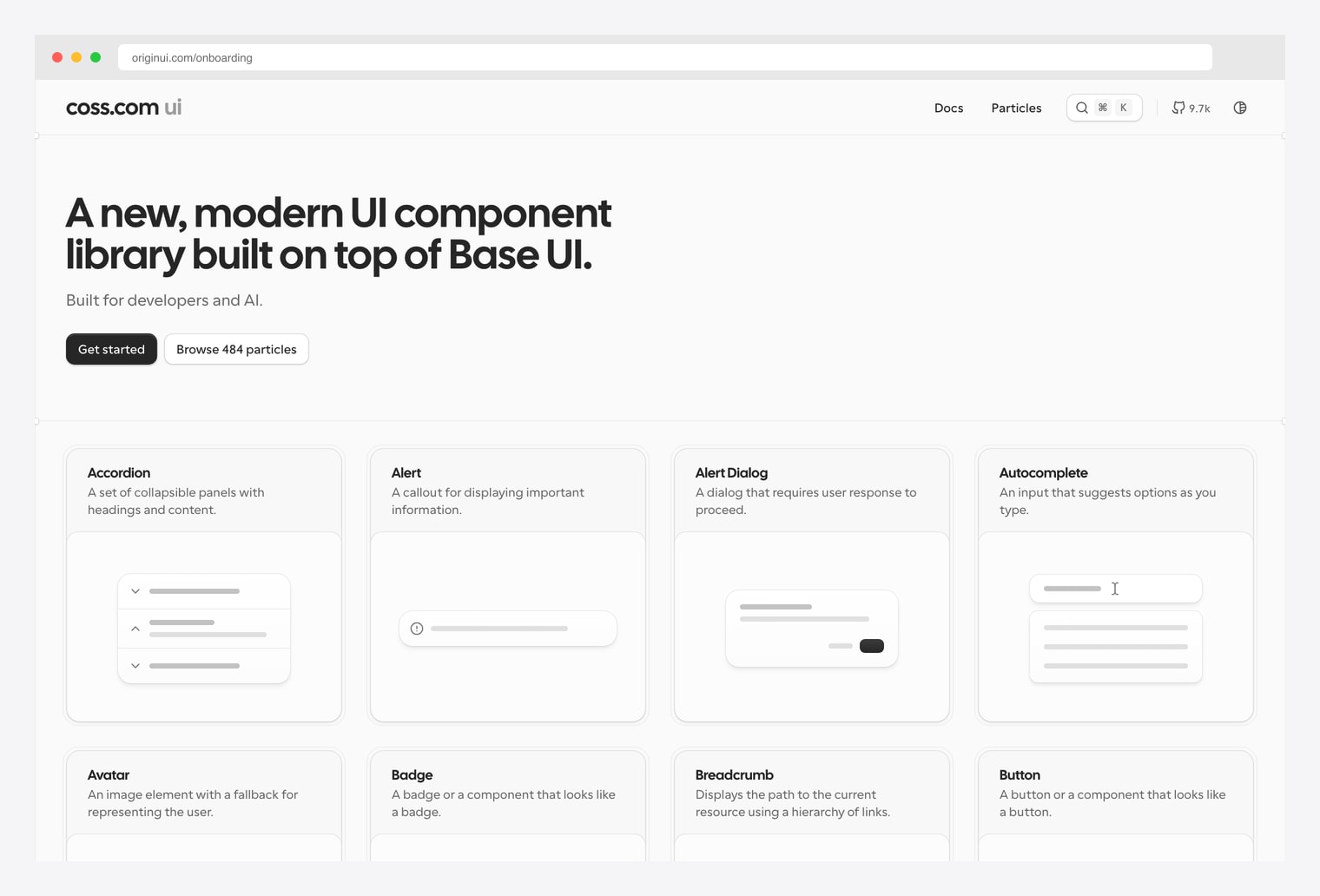 Origin UI Onboarding — copy-paste shadcn/ui onboarding components under MIT license with welcome screens, multi-step wizards, progress steppers, and account-setup patterns ready to install via the shadcn registry