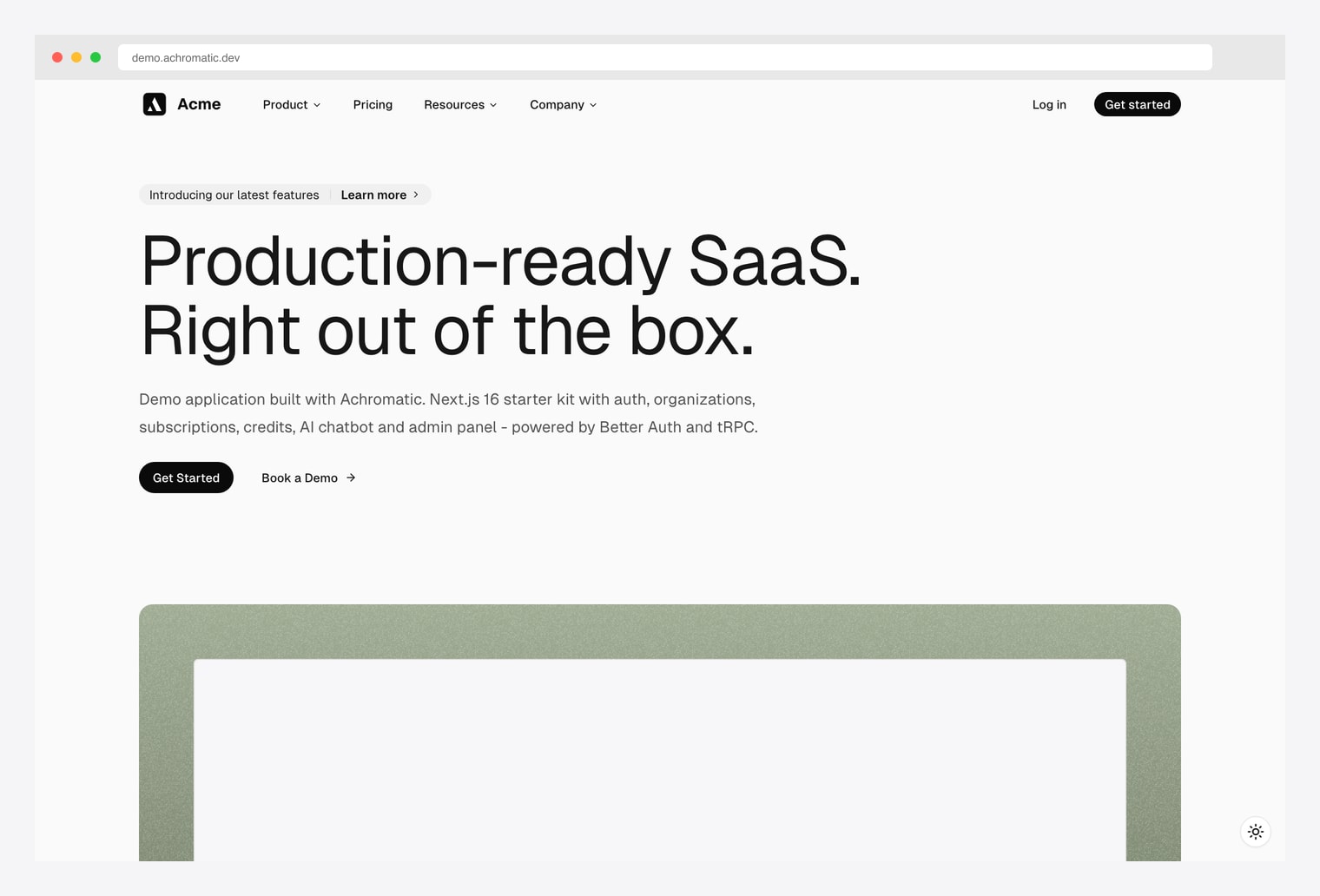 Achromatic — Next.js 16 SaaS Starter Kit with shadcn/ui